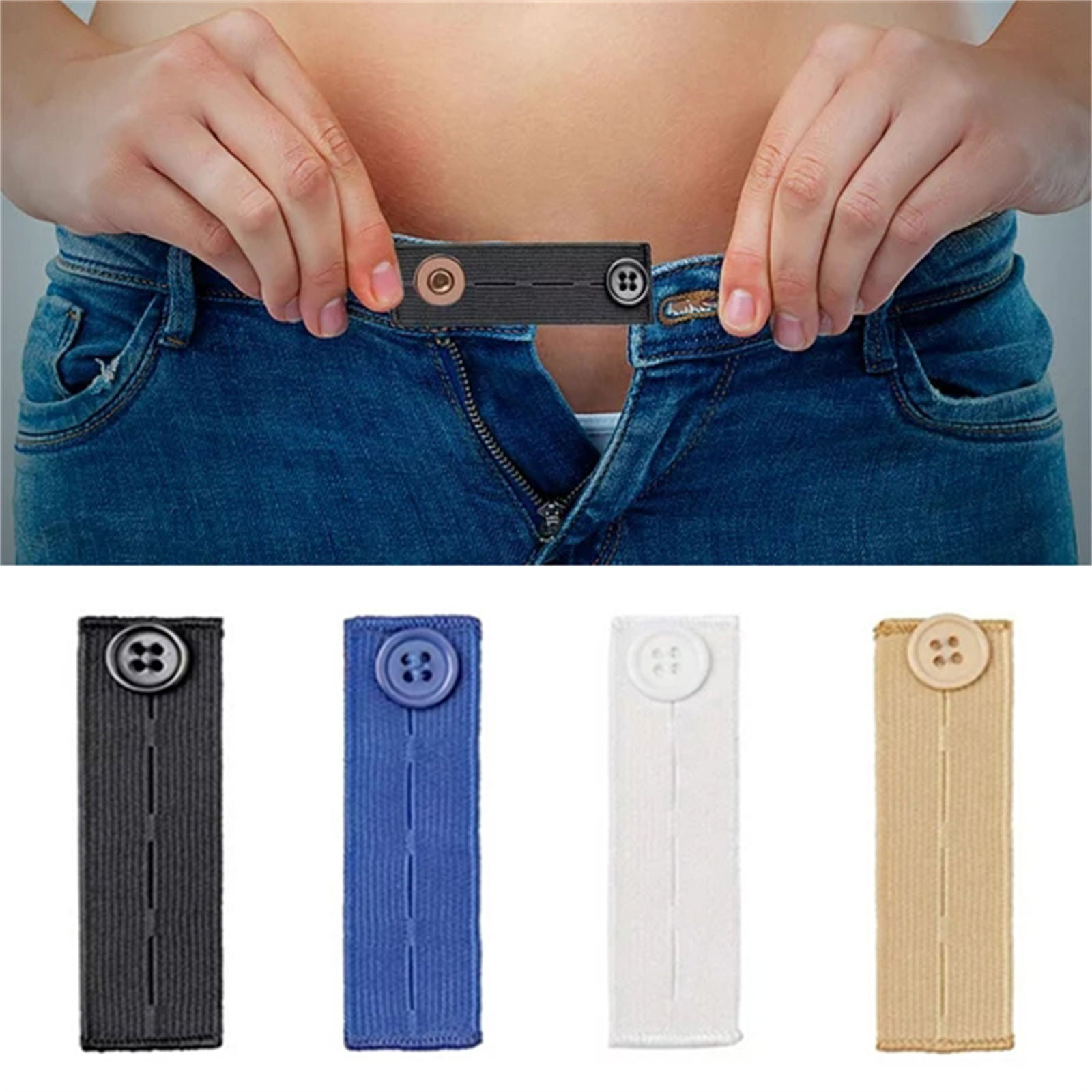 Adjustable Elastic Button Extender, 4 Pack Colour Elastic Button ...