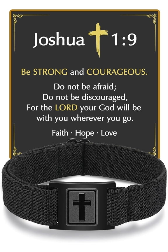 Adjustable Elastic Mens Cross Bracelet Easter Christmas Christian Baptism Birthday Catholic Gifts for Boys