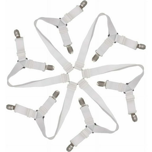 Adjustable Elastic Sheet Fasteners, Durable & Practical with Triangle Design, Easy to Install, No Wrinkles Guarantee for Round and Square Mattresses, Say Goodbye to Messy Sheets,