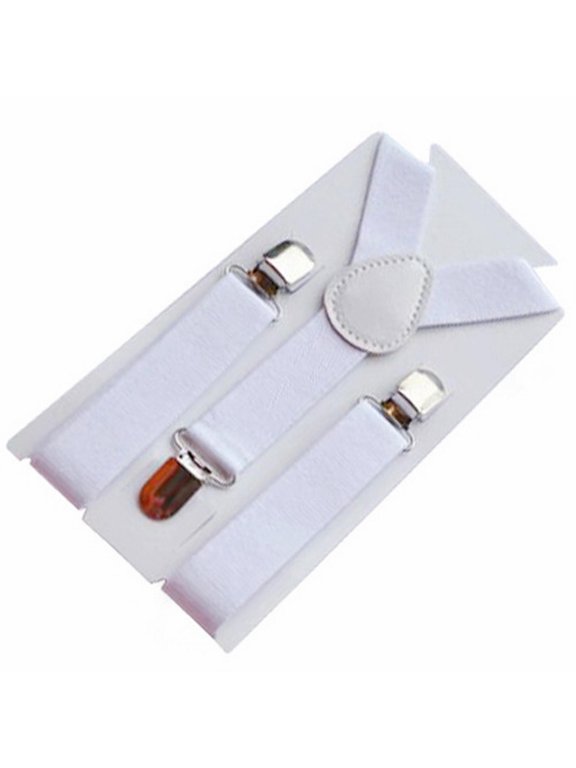 Adjustable Elastic Shoulder Straps with Y-Shaped Clips, Versatile for Everyday Wear and Accessories. White, Clasic Style Elastic Susp-enders with Y Back, Adjustable Straps for Various Waist Sizes