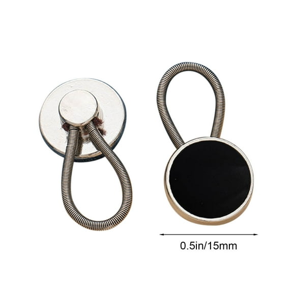 Adjustable Elastic Waist Extender Button for Jeans & Pants | Alloy No-Sew Flexible Button Expander for Shirt Collar & Cuff Extension