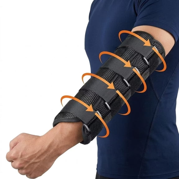 Adjustable Elbow Immobilizer Brace, Rigid Forearm Splint for Fracture Support, Breathable Mesh Arm Stabilizer for Joint Recovery