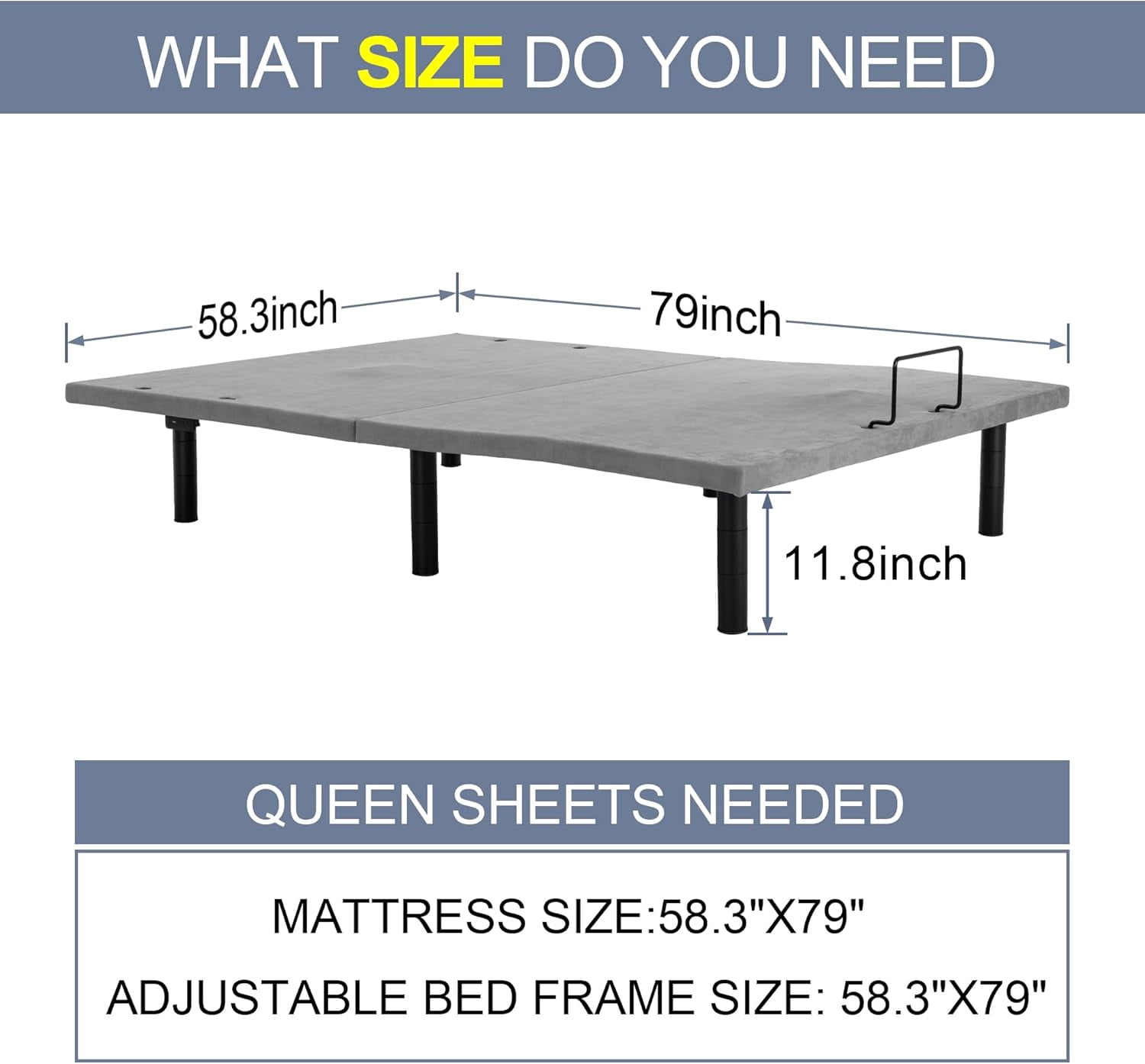 Adjustable Electric Bed Base Frame with Massage, Wireless Remote, USB ...