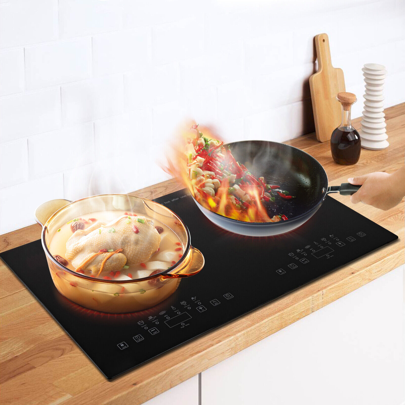 Adjustable Electric Stove Ceramic Cooktop with 2 Burners for Campervans