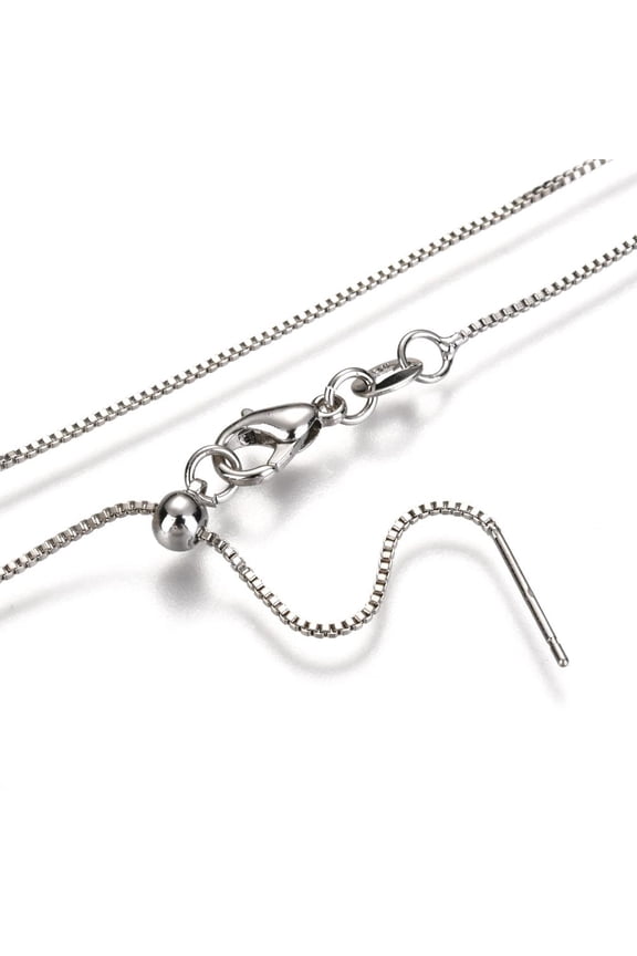 Adjustable Electroplate Brass Venetian Chain Necklace Long-Lasting Plated with Lobster Claw Clasps and Round Beads Platinum 18.3 inch(46.5cm) DIY