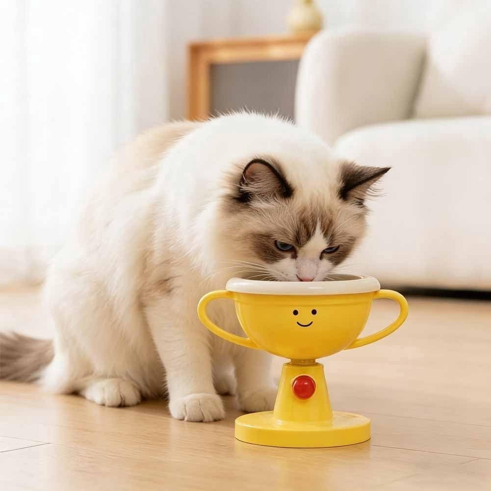 Adjustable Elevated Cat Bowl, 30° Tilted Raised Pet Feeder for Neck Protection, Anti-Vomiting Food & Water Dish for Cats & Small Dogs