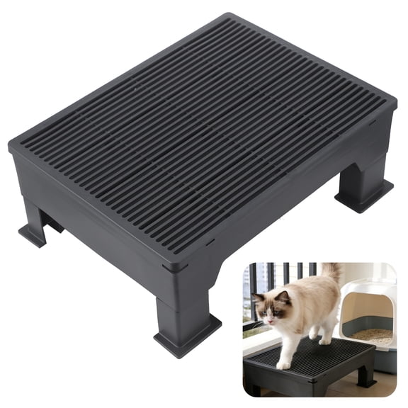 Adjustable Elevated Cat Litter Box Ramp, Non-Slip Litter Trapper Platform, PP Paw Comfort Toilet Step, Step-On Grid Sifting Tray, Easy-to-Clean Pet Toilet Pedal for Kittens, Old Cats