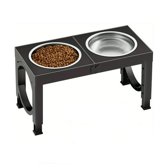 [Adjustable Elevated Dog Bowls] 2 Stainless Steel Dog Food Bowls, Foldable Elevated Dog Bowls - 5 Adjustable Heights Raised Dog Bowl Stand - 3.2" to 14" for Small Medium Large Dogs