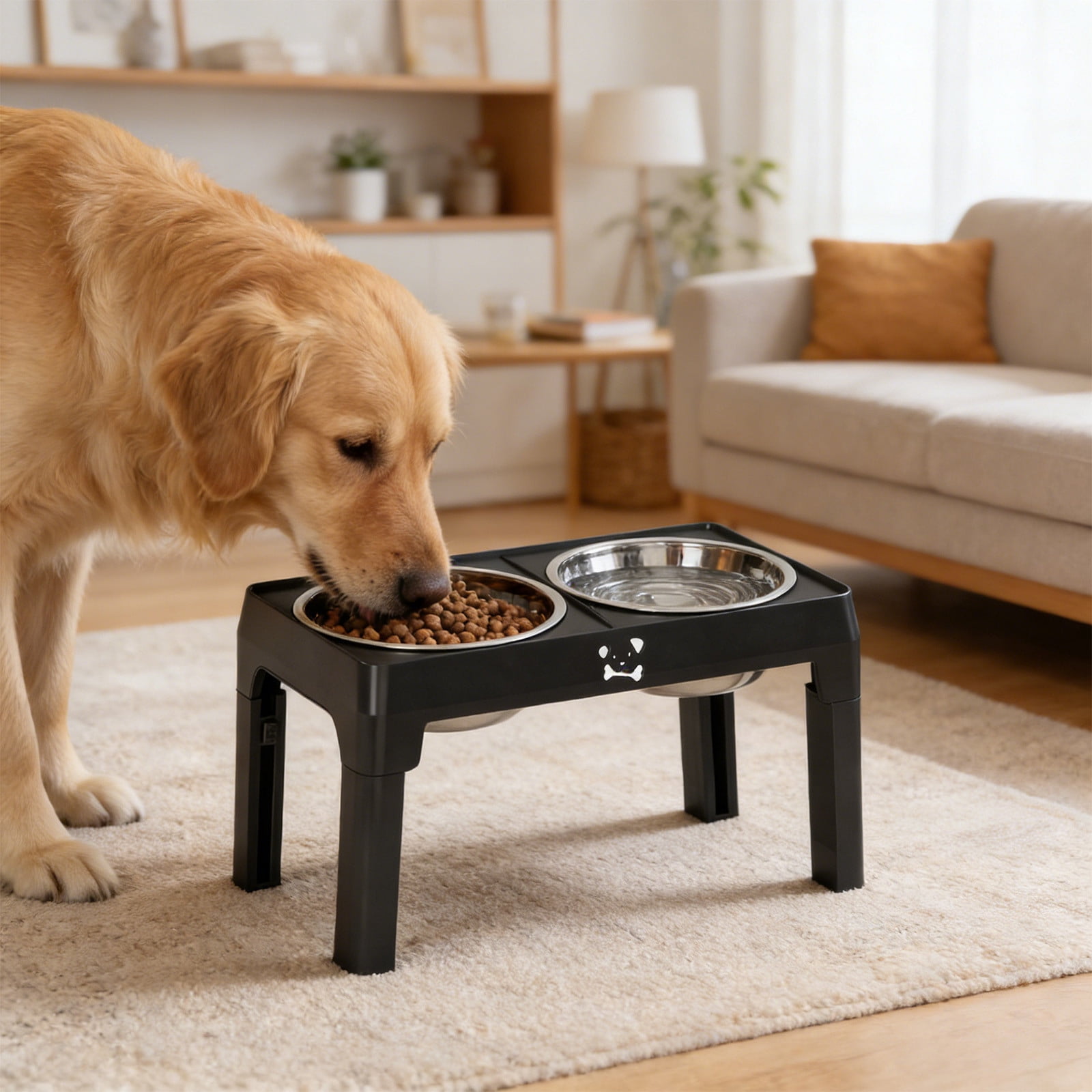Adjustable Elevated Dog Cat Feeding Bowl, Slow Feeder Pet Bowl with Height Adjustable Stand, Neck Support Anti Choking Feeding Station for Small Medium Large Dogs Cats