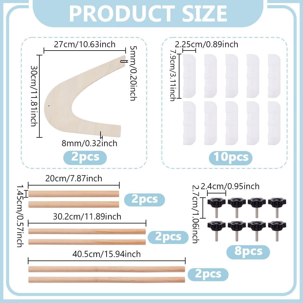 Adjustable Embroidery Table Stand Cross Stitch Hoop Stand Wooden Embroidery Hoop Holder for Lap or Table Top Cross Stitch Needlepoint Embroidery Tapestry 7.87/11.89/15.94inch