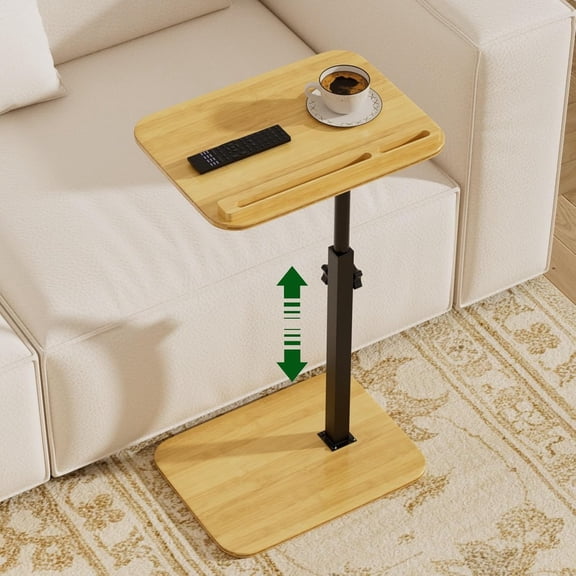 Adjustable End Table for Couch, 360° Swivel C Shaped Side Table with Height Adjustment, Sofa & Bedside Table for Laptop Use, Working & Reading, TV Tray Alternative, Space Saving, Folding Side Tables