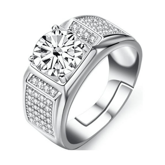 Adjustable Engagement Wedding Ring for Men,2ct D Color VVS1 Yellow/Pink/Blue Moissanite Rings,925 Sterling Silver Anniversary Diamond Rings for Men with Certificate