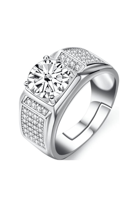 Adjustable Engagement Wedding Ring for Men,2ct D Color VVS1 Yellow/Pink/Blue Moissanite Rings,925 Sterling Silver Anniversary Diamond Rings for Men with Certificate