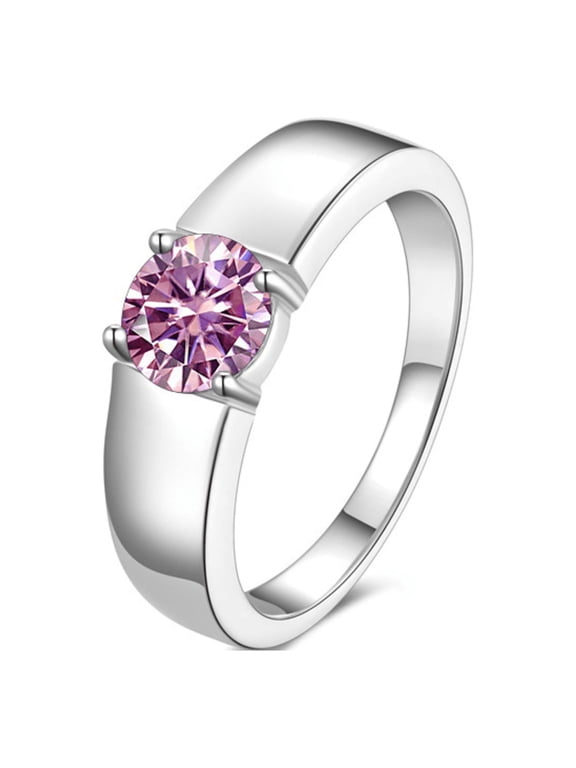 Adjustable Engagement Wedding Rings for Men,1 ct D Color Yellow/Pink/Blue Moissanite Rings,925 Sterling Silver Anniversary Diamond Rings with Certificate