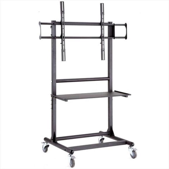 Adjustable Ergonomic Mobile Tv Cart For 56-Inch To 70-Inch Tvs With 1 Shelf