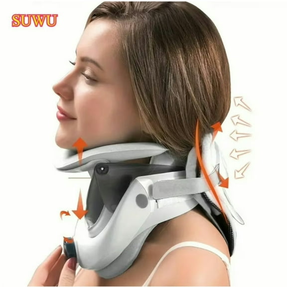 SUWU Adjustable Ergonomic Neck Support - 1pc Cervical Spine Alignment Neck Brace With Air Support - Best Gifts For Adults