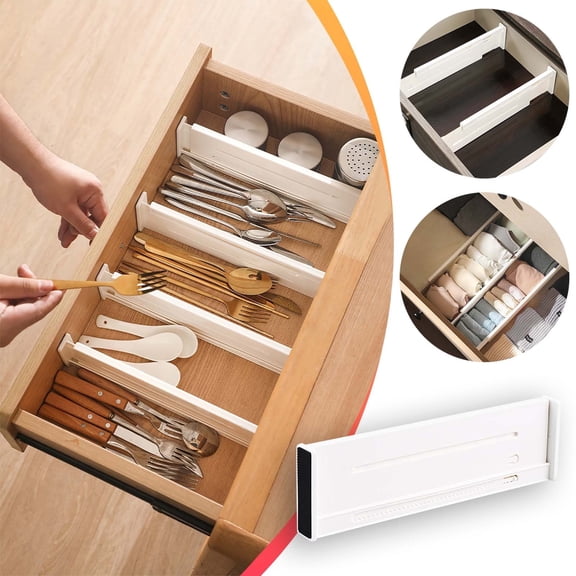 Adjustable Expandable Drawer Dividers - Fits 15-26in Drawers, Perfect Organize Tool for Bedrooms, Dressing Tables, Offices Desks Drawer, Versatile Storage Partitions Accessories, White