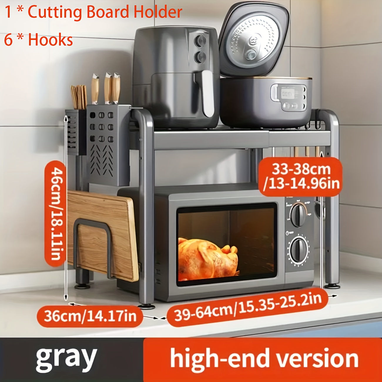 Adjustable Expandable Microwave Oven Rack - Heavy-Duty Carbon Steel, 29 ...