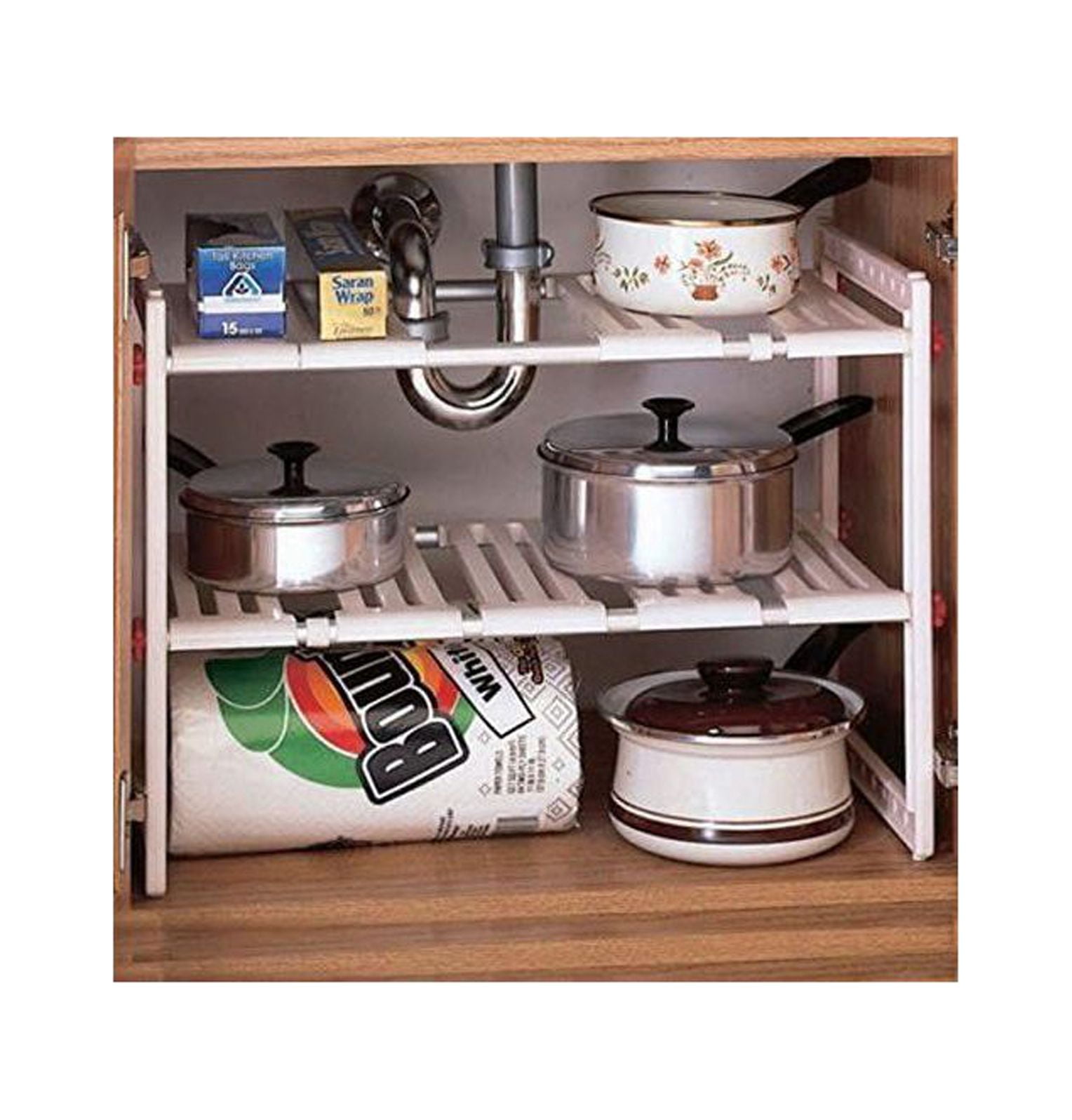 Adjustable & Expandable Under Sink 2Tier Storage Shelf
