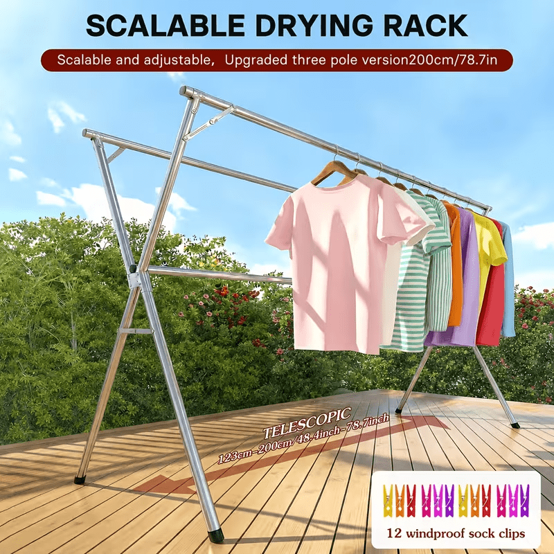 Adjustable Extendable Stainless Steel Clothes Drying Rack, Silver ...