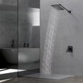 thumbnail image 1 of Adjustable Extension Shower Arm Shower System with 8 Inch Rain Shower Head Wall Mounted Shower Kit, Bathroom Rainfall Shower Faucet Fixture Combo Set with Rough-in Valve Body, Matte Black, 1 of 3