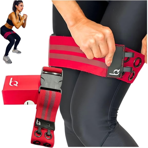 Adjustable Fabric Workout Bands (Quick /Off Buckle) Non-Slip Resistance Exercise Trainer for Working Out , Glutes, & Thick Booty Squats, Red
