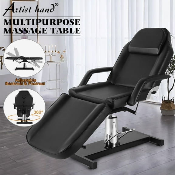 Adjustable Facial Table Tattoo Chair Massage Bed for Spa Salon Barber (Black)