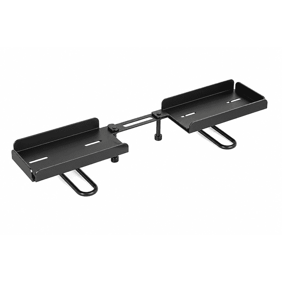 Adjustable Bathroom Sink Shelf Over Faucet, Carbon Steel Dual Tray Over Sink Organizer with Support Feet, Countertop Storage Rack, 19.68 in, Black