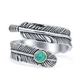 thumbnail image 1 of Adjustable Feather Boho Fashion Turquoise Ring Band 925 Sterling Silver Size 12, 1 of 5