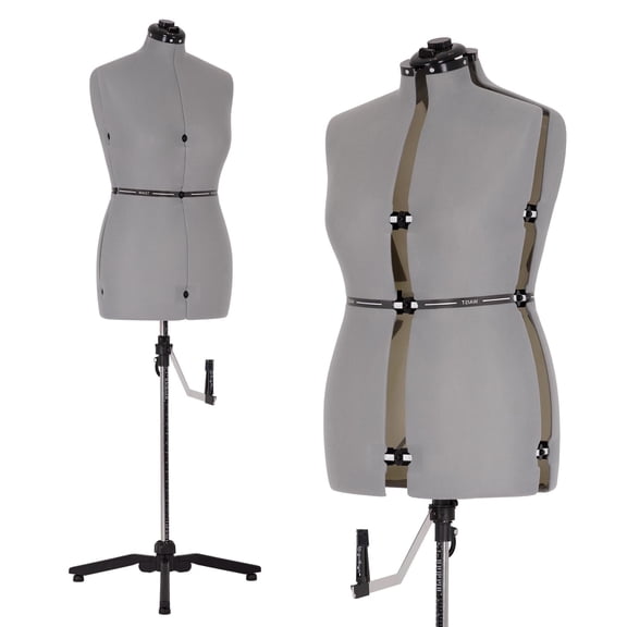 Adjustable Female Dress Form Mannequin Torso, Medium Size US 4-12 Pinnable Body Form Sewing Mannequin  39.4"-64.2" Height Range for tailor Clothing Design Display , Grey
