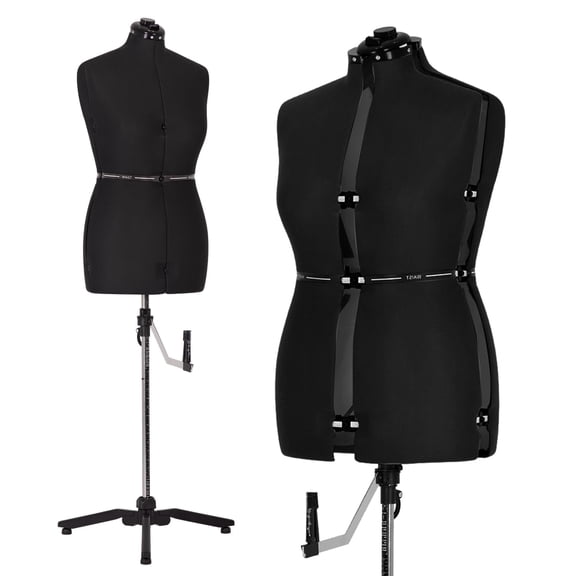 Adjustable Female Dress Form Mannequin Torso, Medium Size US 4-12 Pinnable Body Form Sewing Mannequin  39.4"-64.2" Height Range for tailor Clothing Design Display  Black