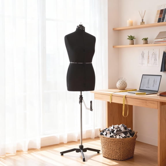 Adjustable Female Dress Form Mannequin Torso, Small Size US 4-12 Pinnable Body Form Sewing Mannequin 38.6"-63.2" Height Range for tailor Clothing Design Display, Black