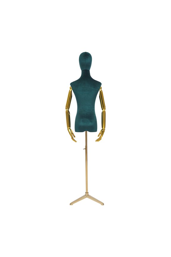 Adjustable Female Dress Form Mannequin with Golden Arms and Legs
