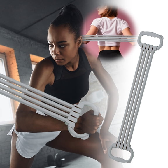 Adjustable Figure 8 Resistance Band for Women 15-90LBS, Fitness Elastic Rope with Handles for Arm Back Exercise, Yoga Pilates Strength Training(Grey,60x11.5cm)