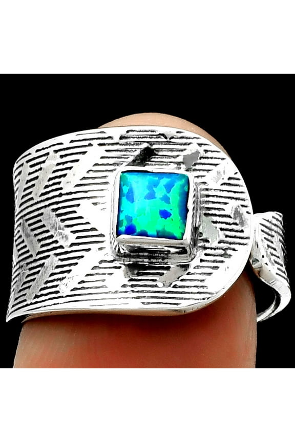 Adjustable - Fire Opal 925 Sterling Silver Ring s.7 Jewelry R-1319 SDR170159