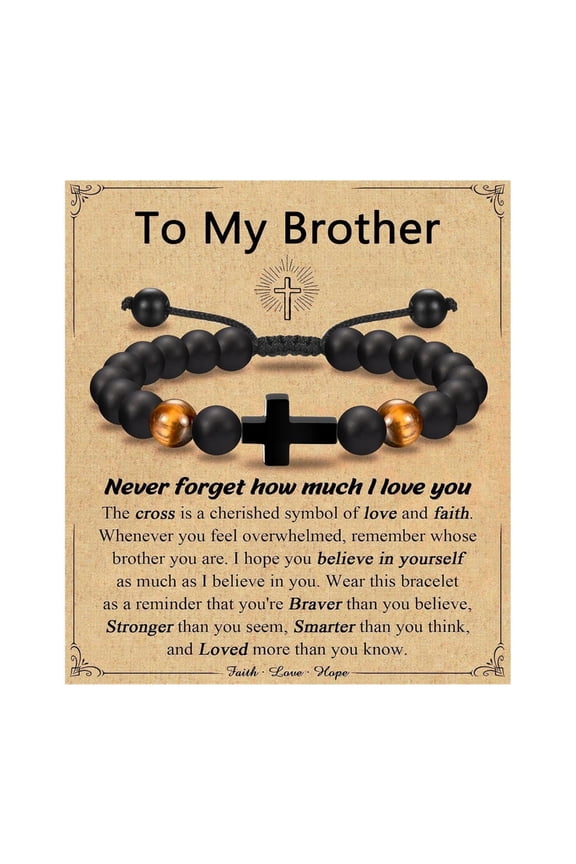 Adjustable First Communion Bracelet For Boys Tigers Eye Beads Cord Designs