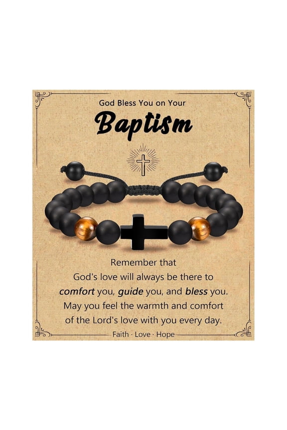 Adjustable First Communion Bracelet For Boys Tigers Eye Beads Cord Designs