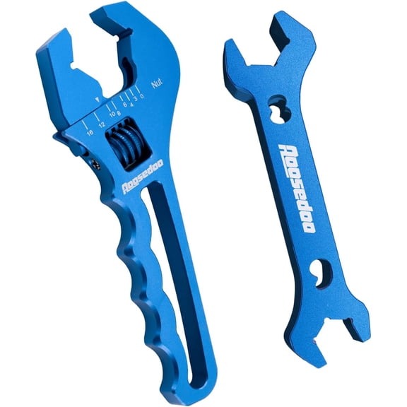 Adjustable AN Fittings Wrench AN Wrench for Hose Fitting Adapters AN Fitting Tool 3AN-16AN Lightweight Aluminum, Blue. With a Double Hose End Fittings Wrench 6AN Socket-AN8 B-nut Blue