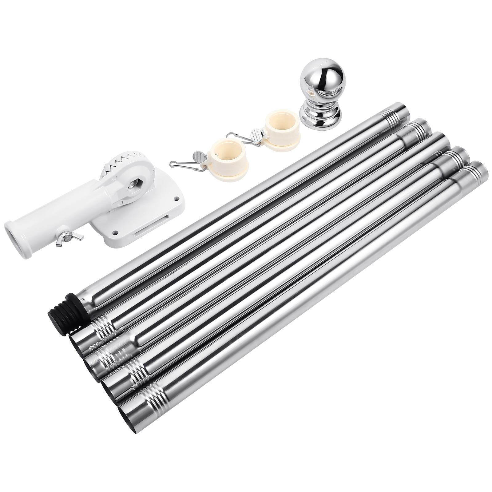 UEETEK Alloy Flagpole Silver Rotating Adjustable for Outdoor and Indoor Use 1Set