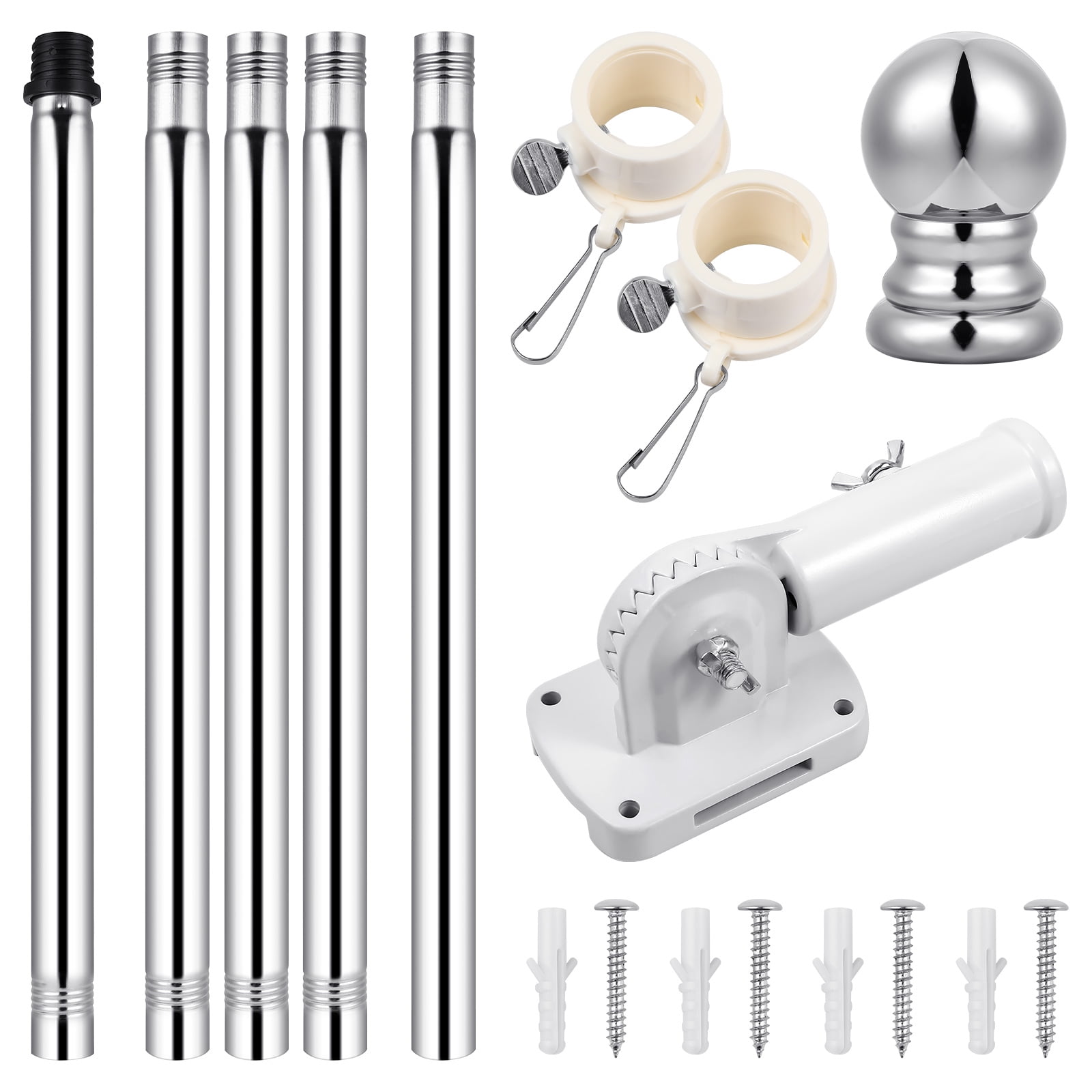 TOYMYTOY Plated Silver Detachable Flagpole Set Alloy Material for Outdoor Use 1Set
