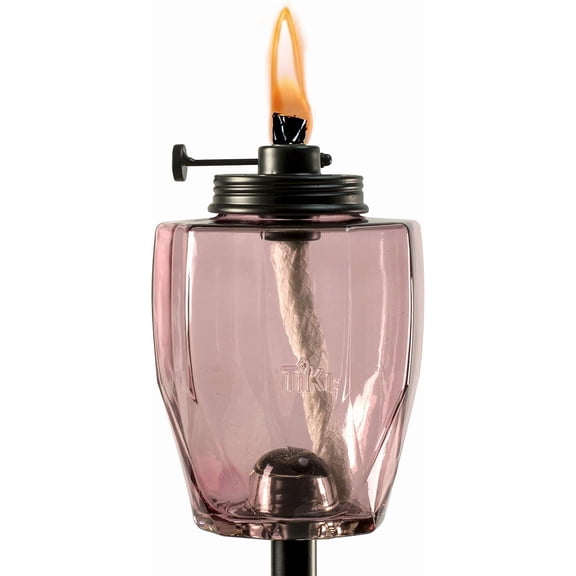 Adjustable Flame 64" Glass Torch Pink Decorative Lighting for Outdoor Lawn, Patio & Garden | Includes Snuffer & Long-Lasting Wick | Weather-Resistant Design