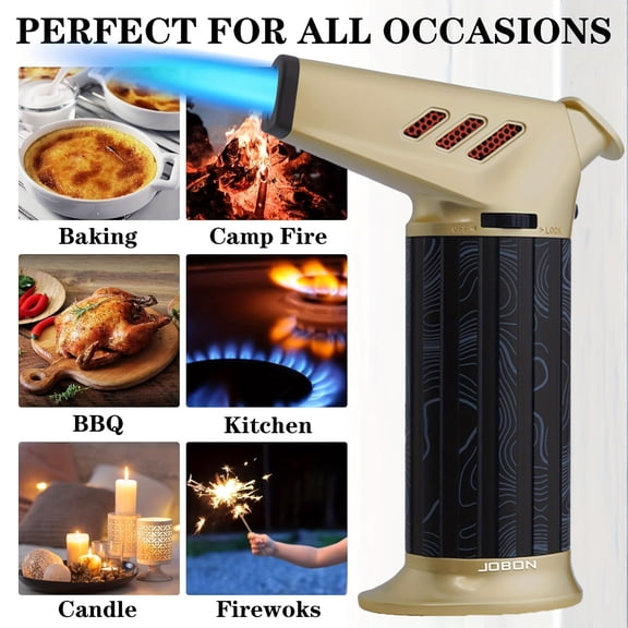 Adjustable Flame Torch Lighter, Multifuctional Outdoor Flame Torch Lighter with Elegant Box, Windproof Butane Refillable Lighter for Grill BBQ Gas Fireplace Fire Camping (Excluding Butane)