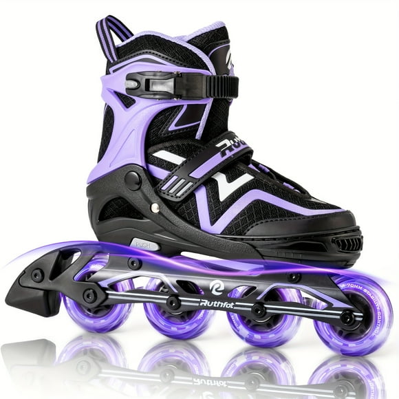 Adjustable Flashing Inline Skates For Adult With Full Light Up Wheels, Fun Illuminating Outdoor Rollerskates For Men And Women, Best Gift For Beginners Indoor Outdoor Sports