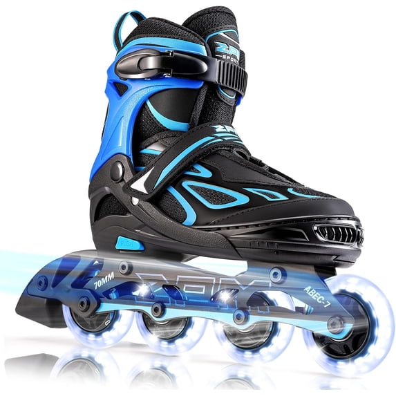 PrimeCook Shop Vinal Girls Adjustable Flashing Inline Skates, All Wheels Light Up, Fun Illuminating Skates for Kids Men Adult Women and Boys