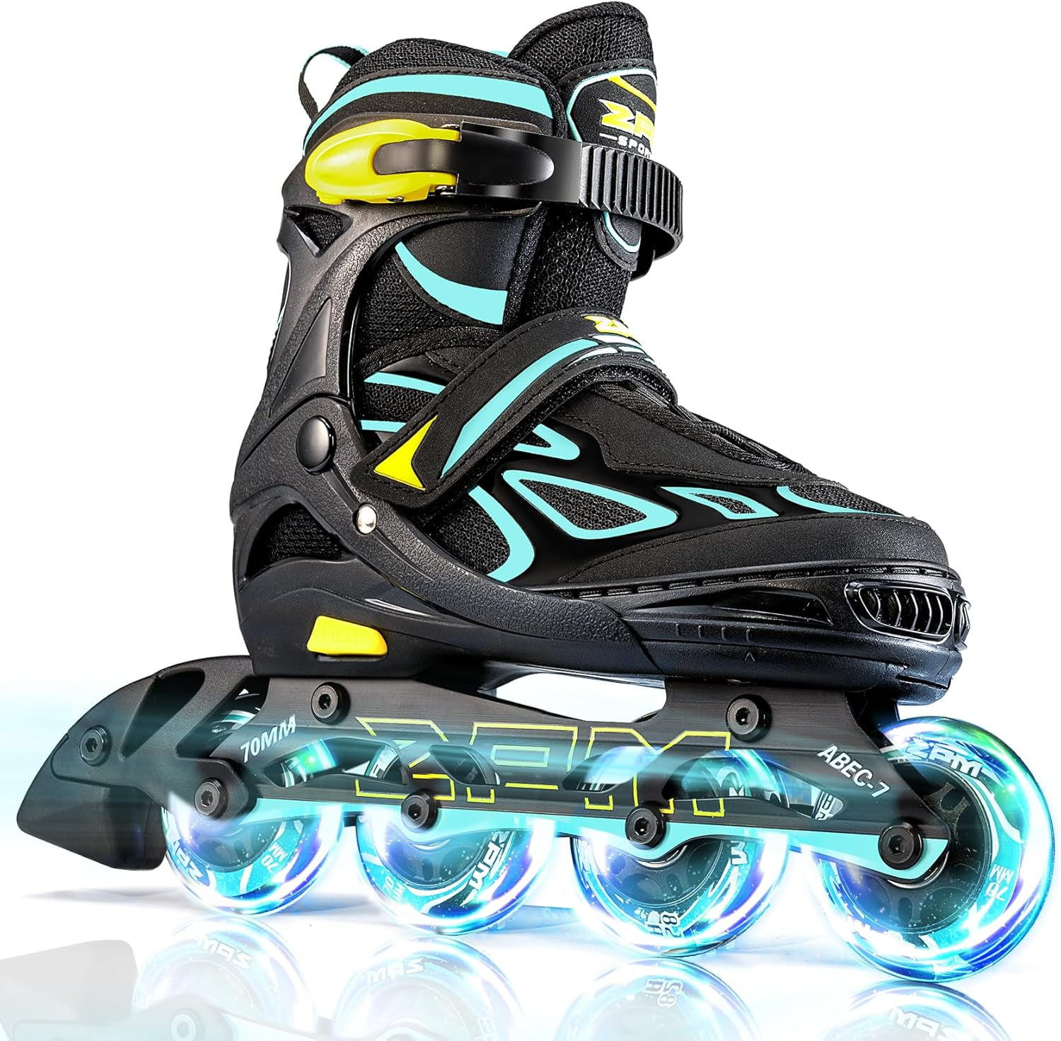 PrimeCook Shop Vinal Girls Adjustable Flashing Inline Skates, All Wheels Light Up, Fun Illuminating Skates for Kids Men Adult Women and Boys
