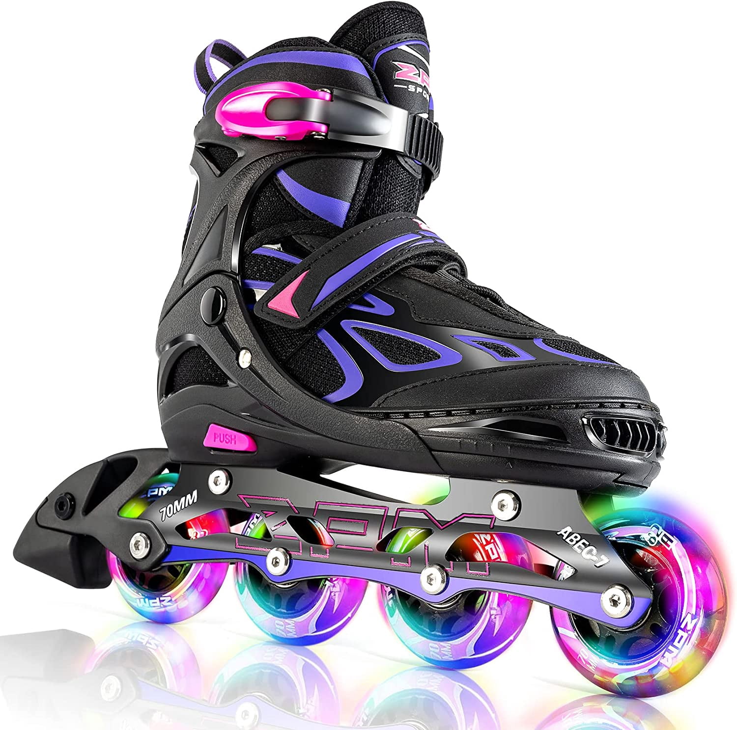 Adjustable Flashing Inline Skates, All Wheels Light Up, Fun Illuminating Skates for Kids Men Adult Women and Boys
