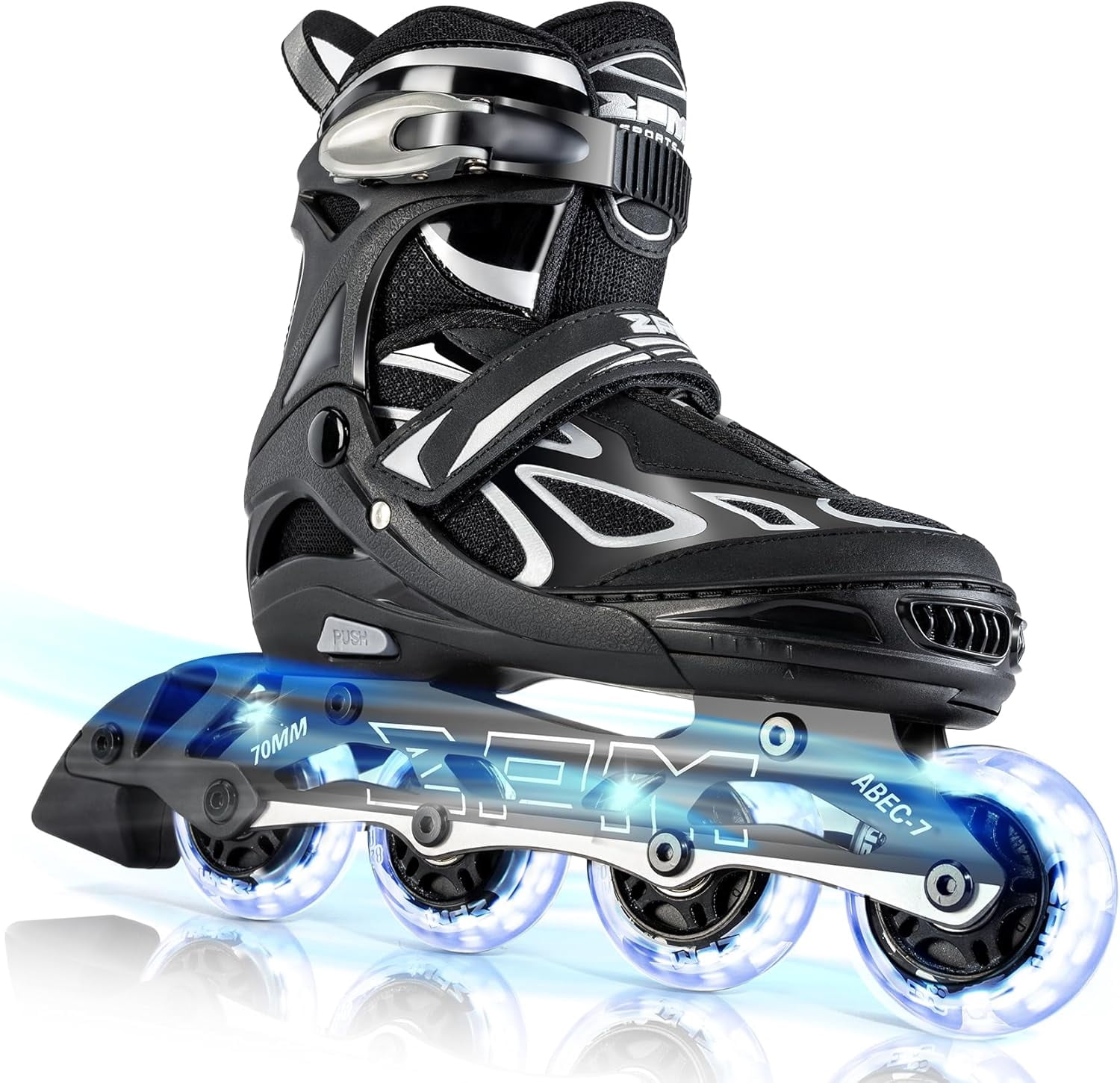 PrimeCook Shop Vinal Girls Adjustable Flashing Inline Skates, All Wheels Light Up, Fun Illuminating Skates for Kids Men Adult Women and Boys