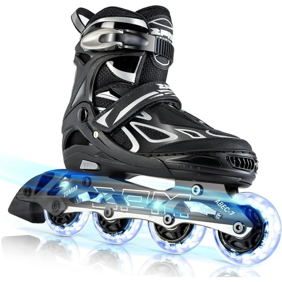 Adjustable Flashing Inline Skates, All Wheels Light Up, Fun Illuminating Skates for Kids Men Adult Women and Boys