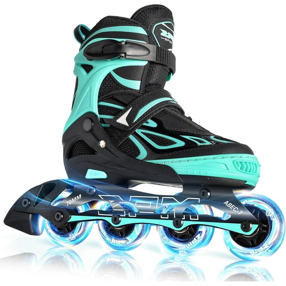 Adjustable Flashing Inline Skates, All Wheels Light Up, Fun Illuminating Skates for Kids Men Adult Women and Boys