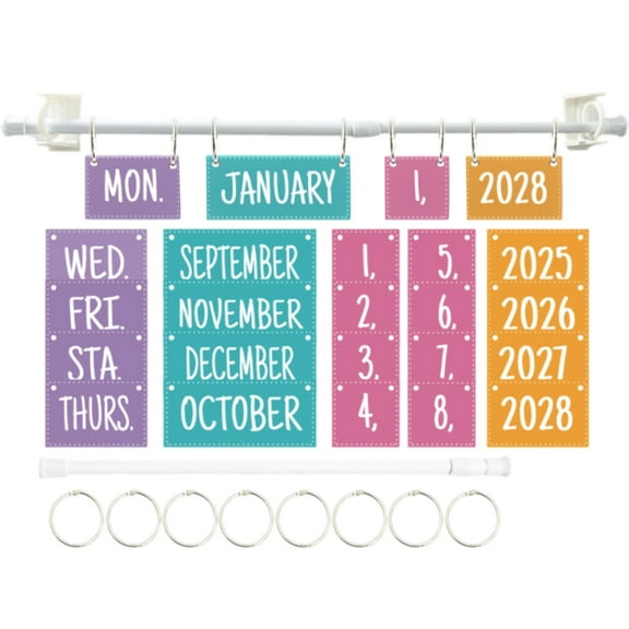 Adjustable Flipping Calendar Classroom Calendar Bulletin Board Set With Adjustable Holder 54 Date Cards And Metal Rings